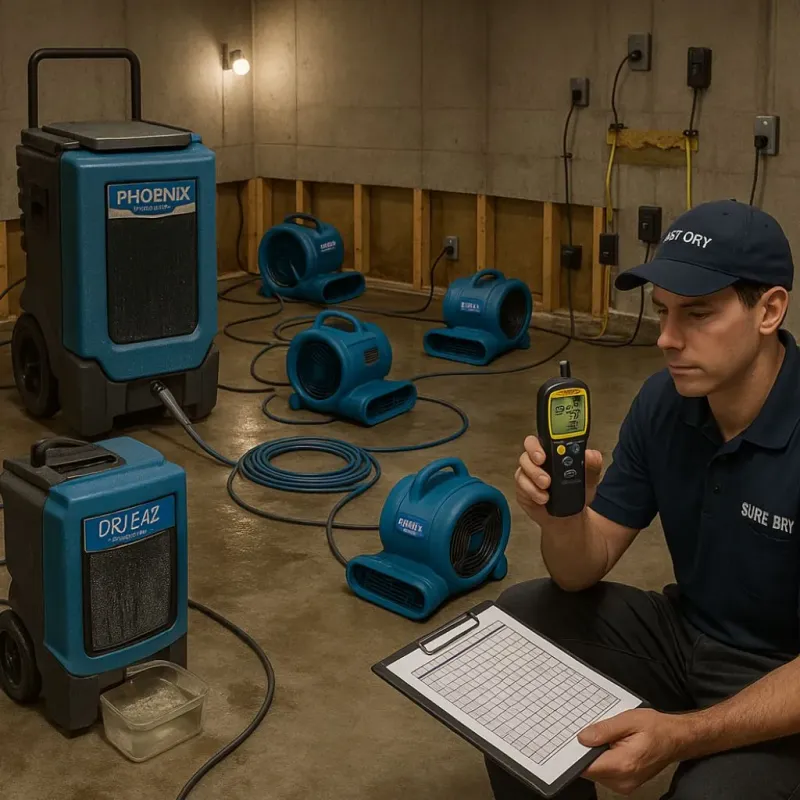 Structural Drying and Dehumidification process in Rogers, MN